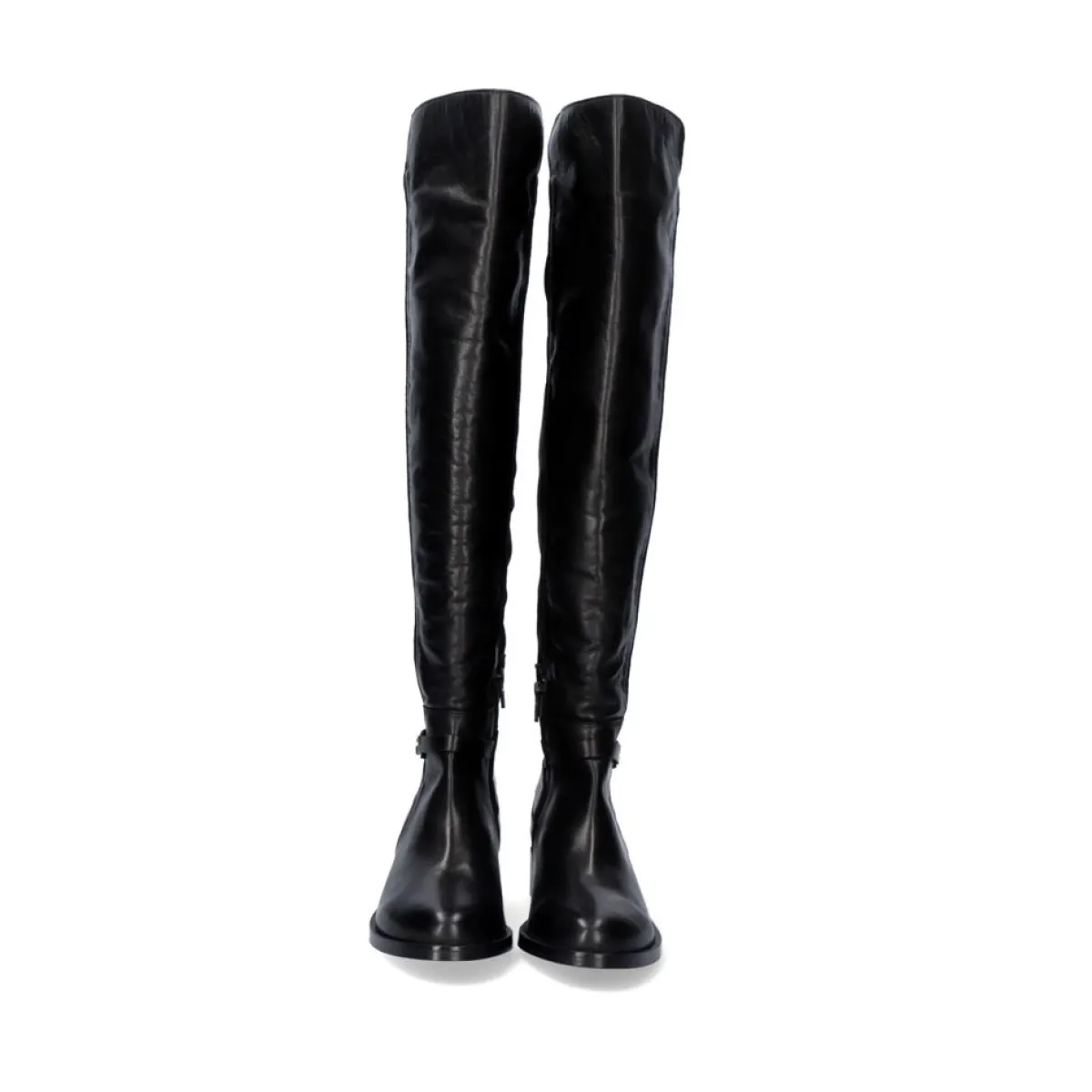 Botas>Exe Shoes Bota Alta De Couro 320Wx Em Preto Com Detalhes Dourados