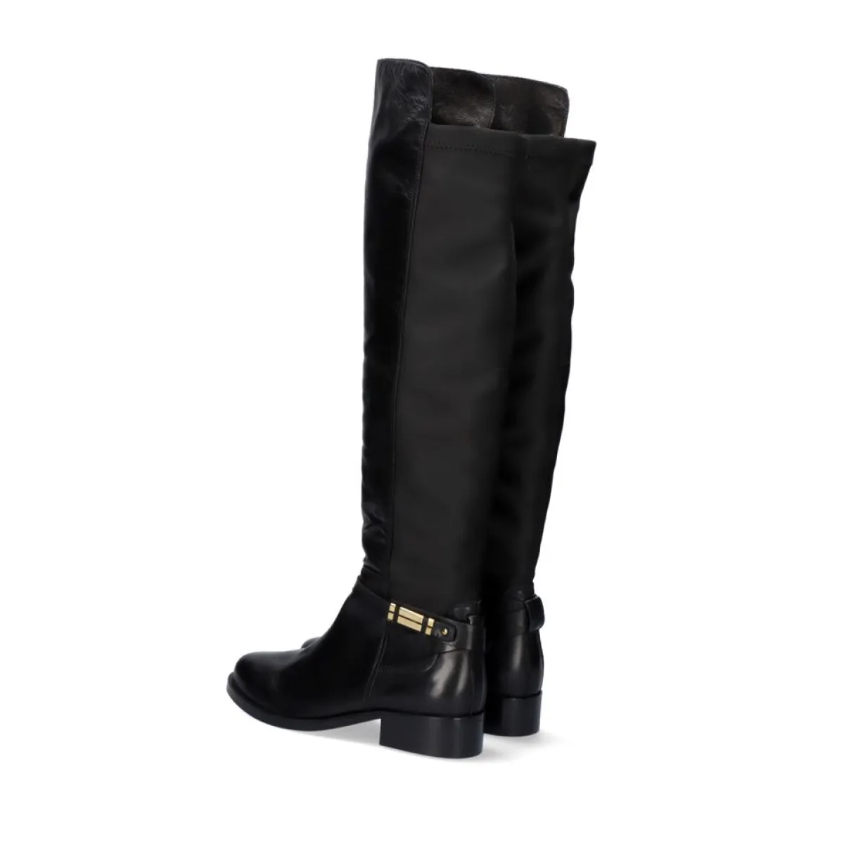 Botas>Exe Shoes Bota Alta De Couro 320Wx Em Preto Com Detalhes Dourados