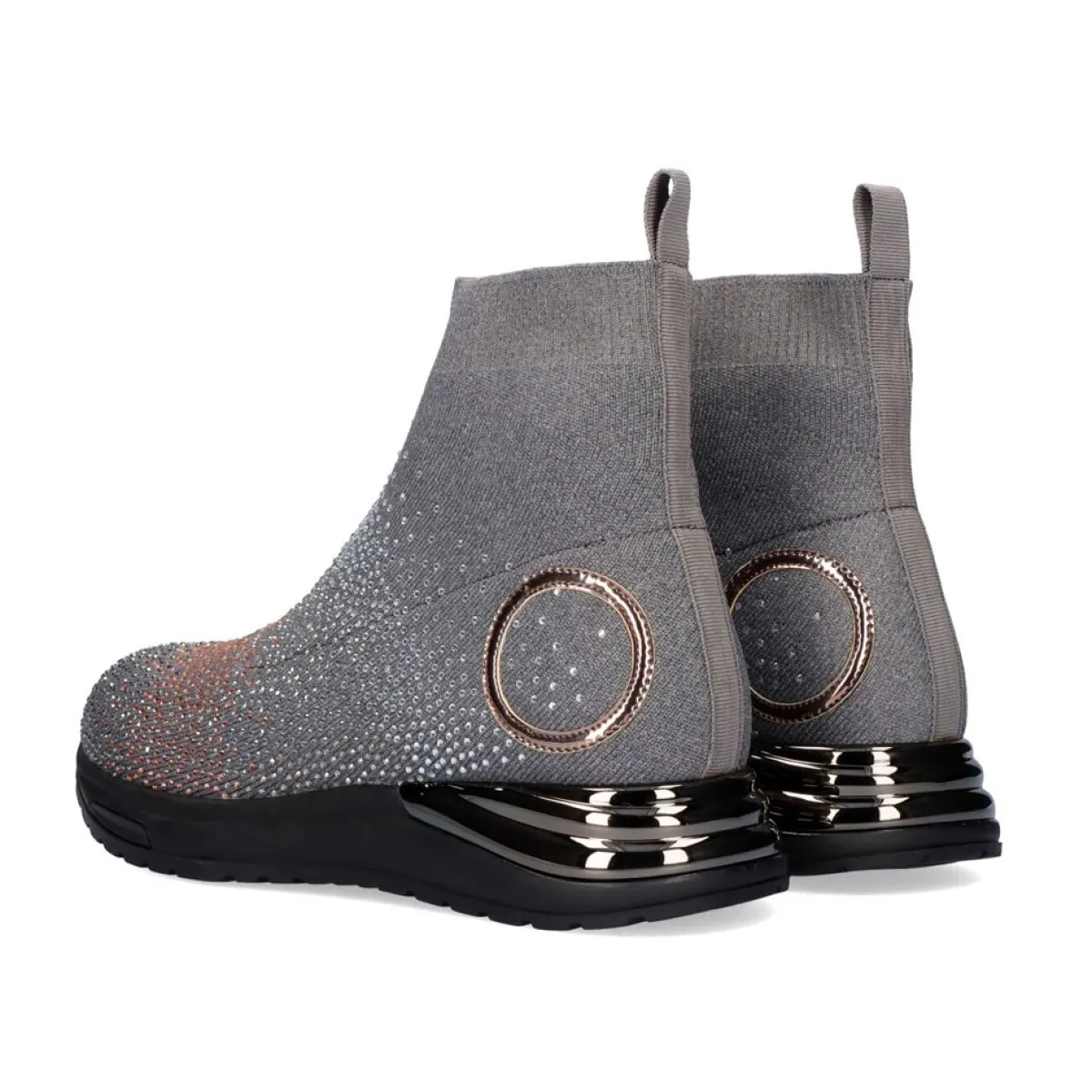 Botinhas>Exe Shoes Bota De Tornozelo Estilo Meias Y2315-H502 Cinzento Com Strass