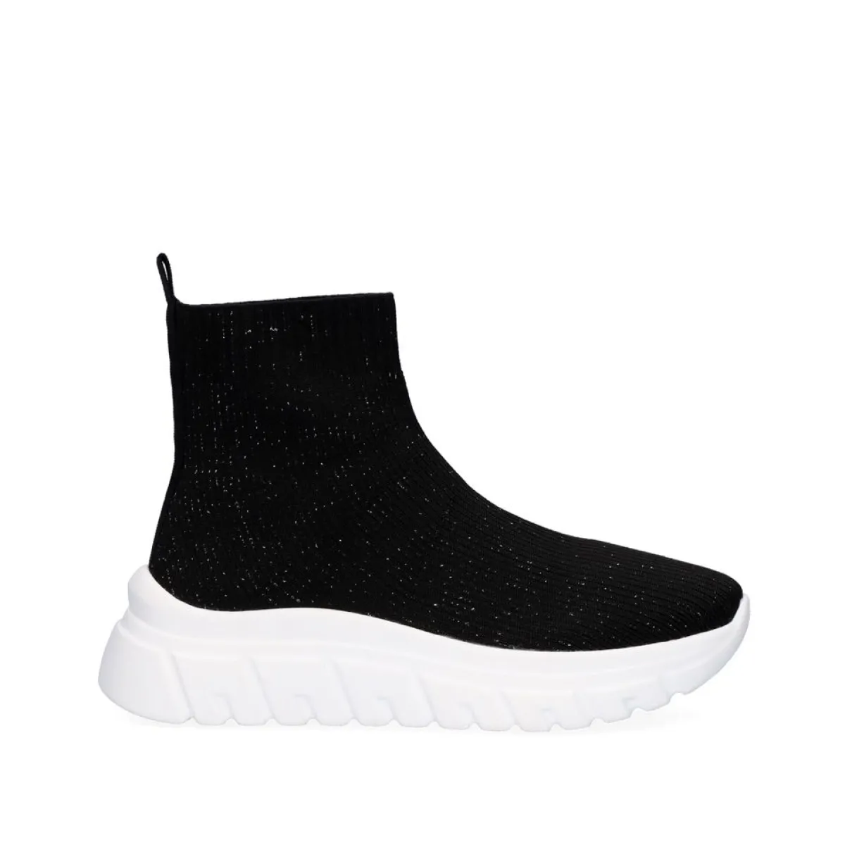 Botinhas>Exe Shoes Bota Estilo Meia Com Plataforma Exe44 Em Pewter Com Brilho