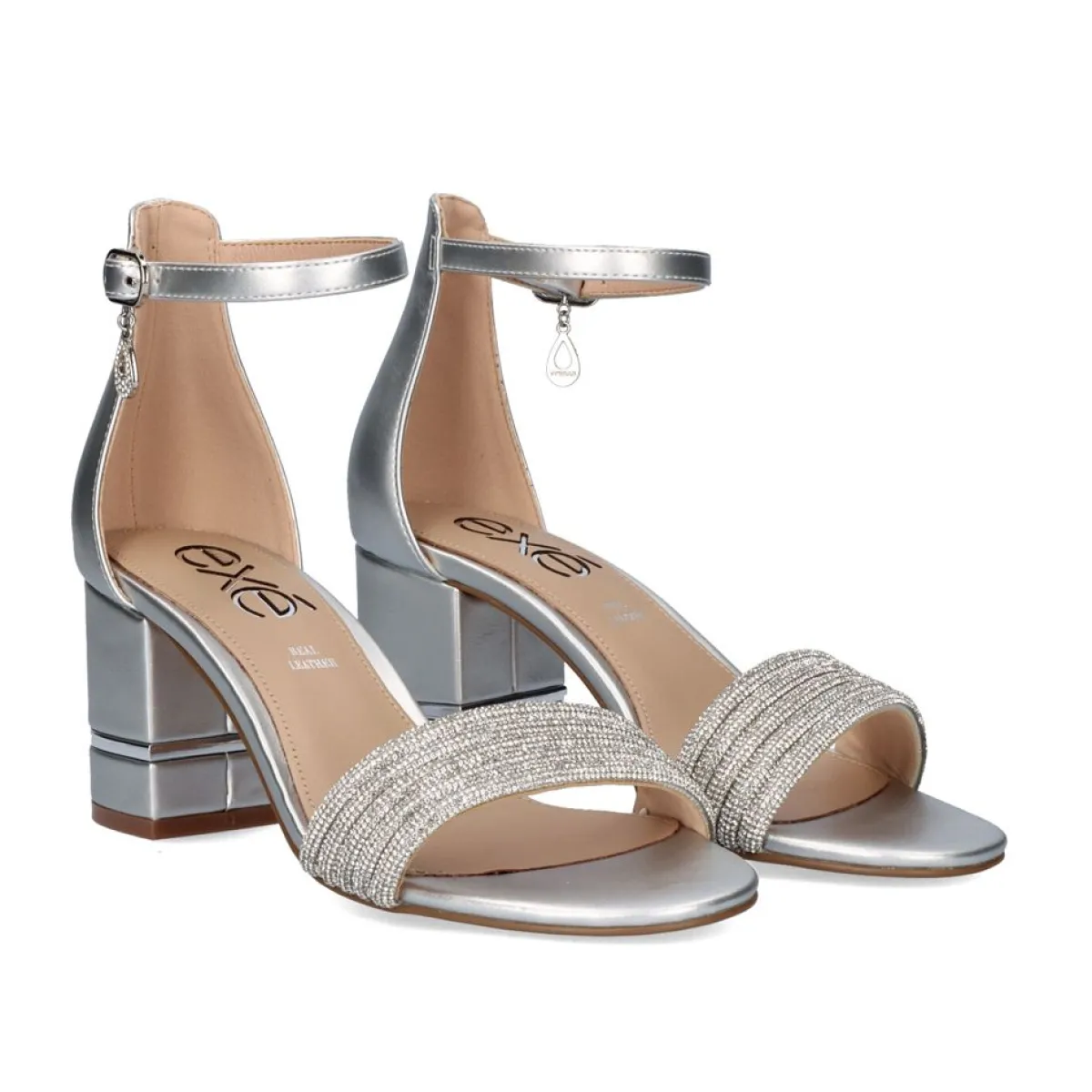 Sandálias De Salto>Exe Shoes Heel Sandal 23V Penny-296 Prata