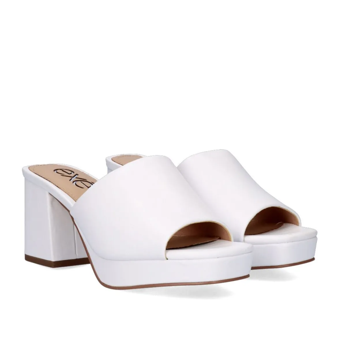 Sandálias De Salto>Exe Shoes Lina-502 Sandálias Brancas Tipo Clog Com Salto Alto