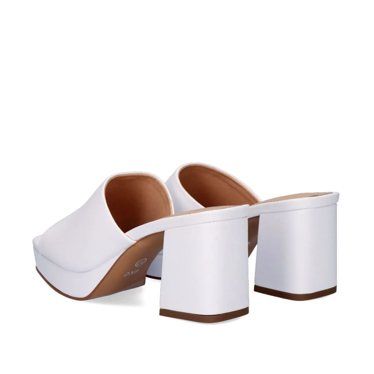 Sandálias De Salto>Exe Shoes Lina-502 Sandálias Brancas Tipo Clog Com Salto Alto