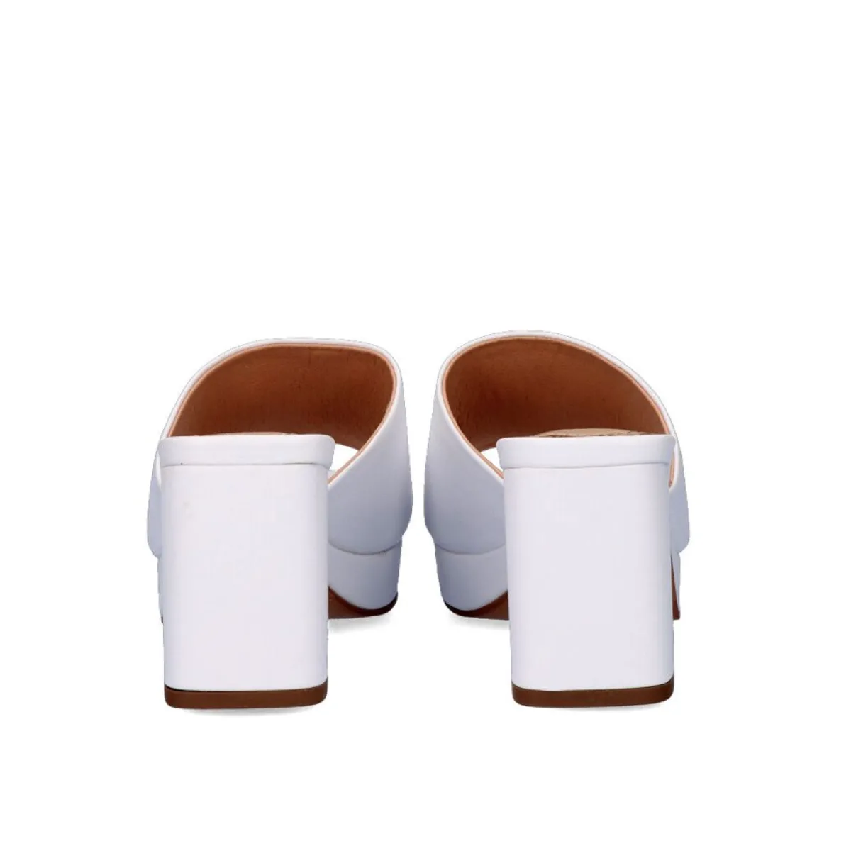 Sandálias De Salto>Exe Shoes Lina-502 Sandálias Brancas Tipo Clog Com Salto Alto