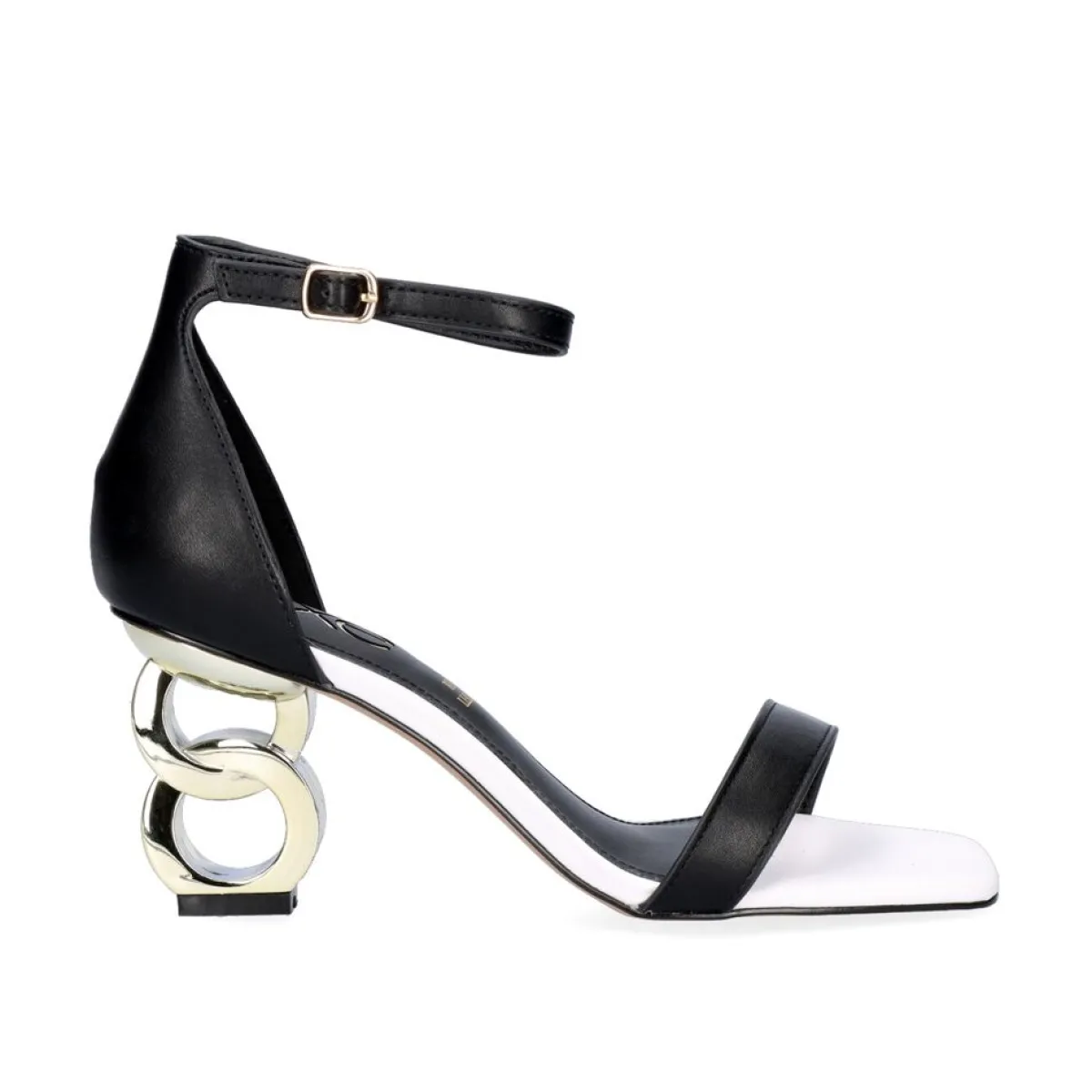 Sandálias De Salto>Exe Shoes Low Heeled Sandal Lilian-055 Preto Branco