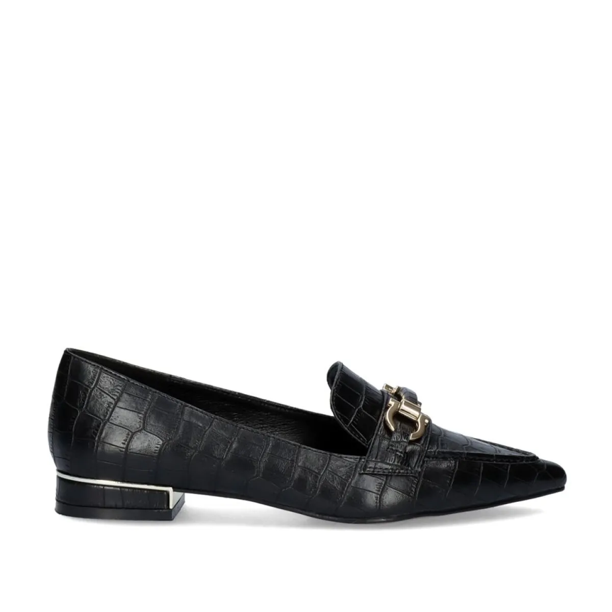 Calçados Baixos>Exe Shoes Mocassim Com Corrente Em Dourado Verona-171 Em Preto Croco