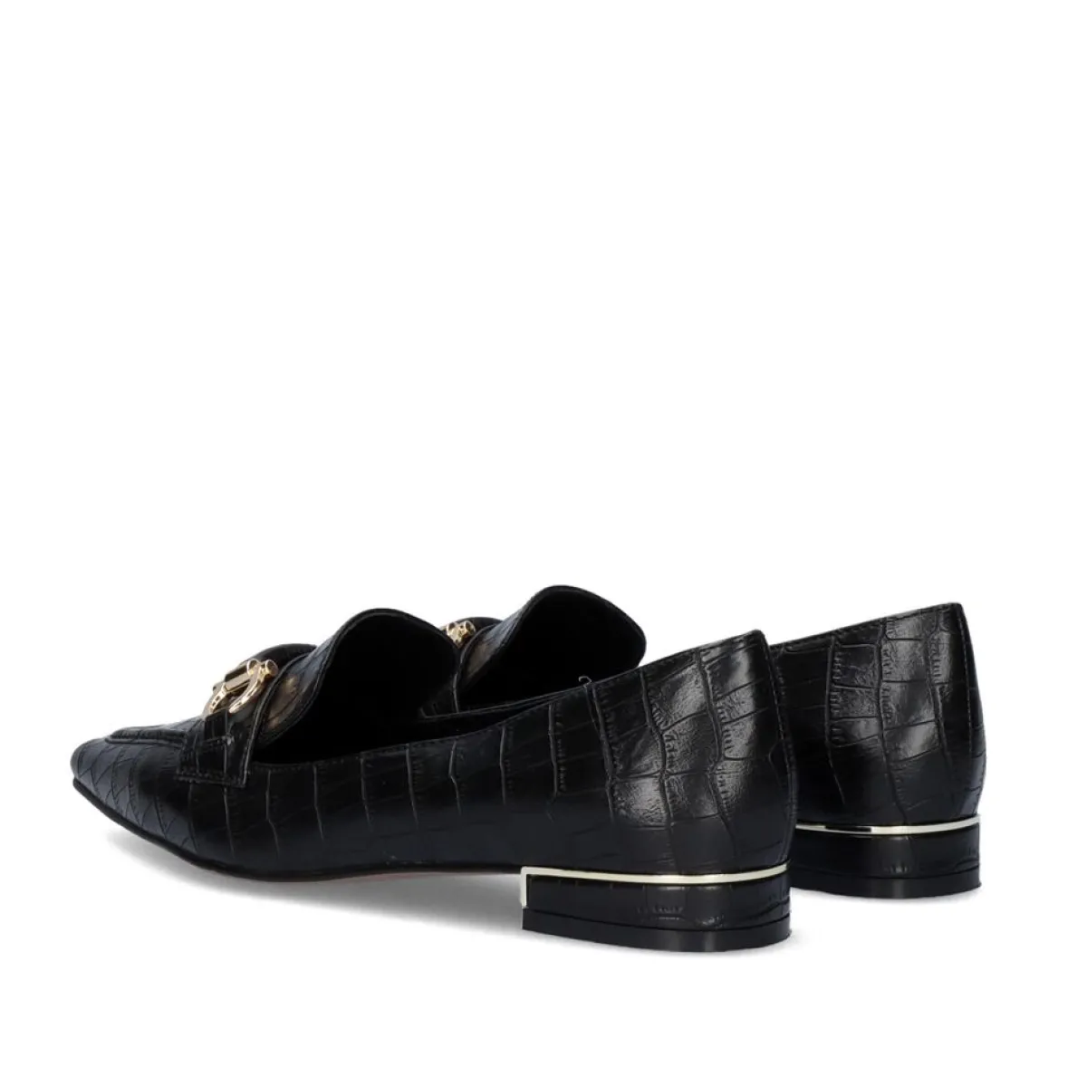 Calçados Baixos>Exe Shoes Mocassim Com Corrente Em Dourado Verona-171 Em Preto Croco