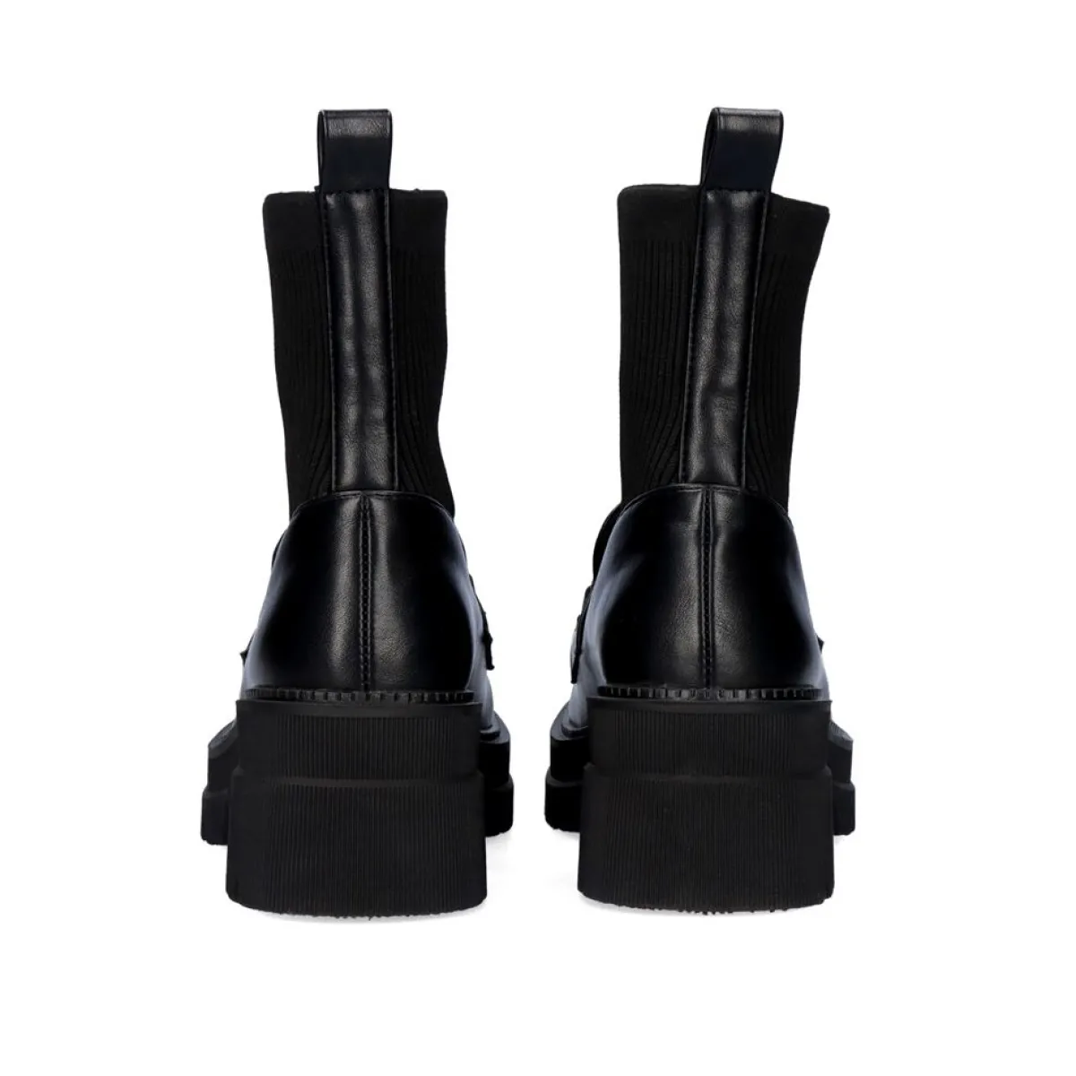 Flat Shoes>Exe Shoes Mocassim Estilo Meia B079-H227 Preto Com Cadeia Larga Em Prata