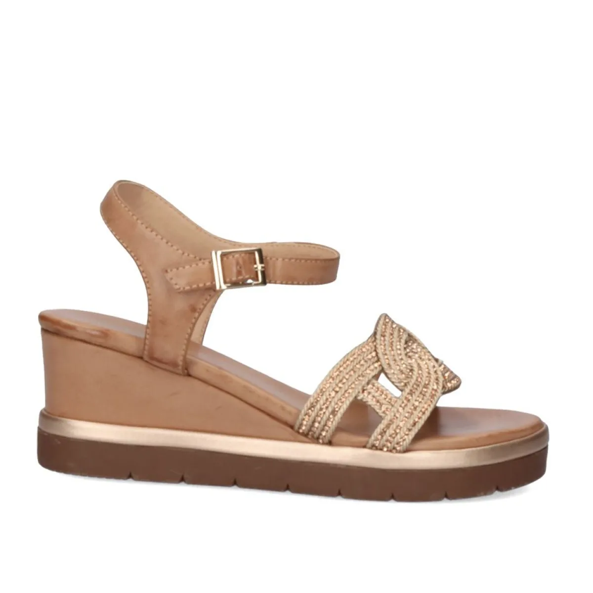 Cunhas>Exe Shoes Sandalia Com Cunha Ipanema-926 Rosa Dourado