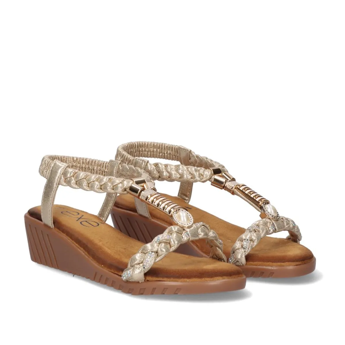 Cunhas>Exe Shoes Sandalia Cunha Exe Confort 721-Jd26 Dourado