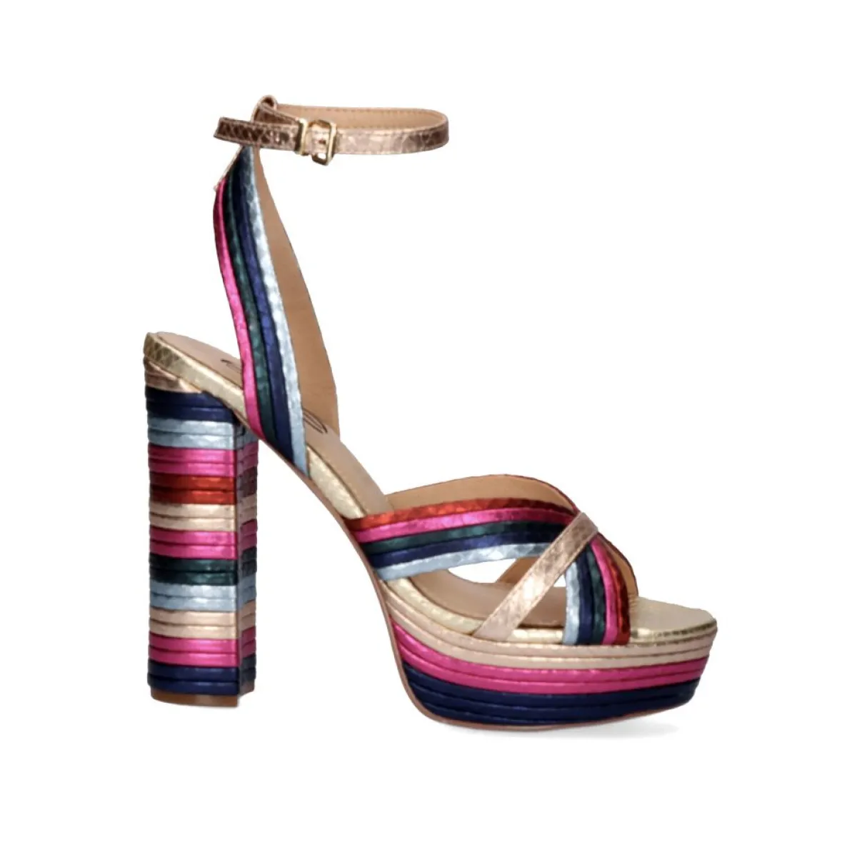 Sandálias De Salto>Exe Shoes Sandalia De Calcanhar Ophelia-832 Multicolor