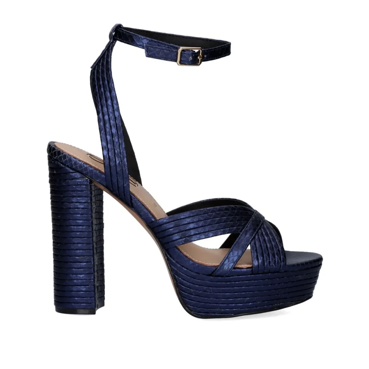 Sandálias De Salto>Exe Shoes Sandalia De Salto Alto Ophelia-832 Snake Blue