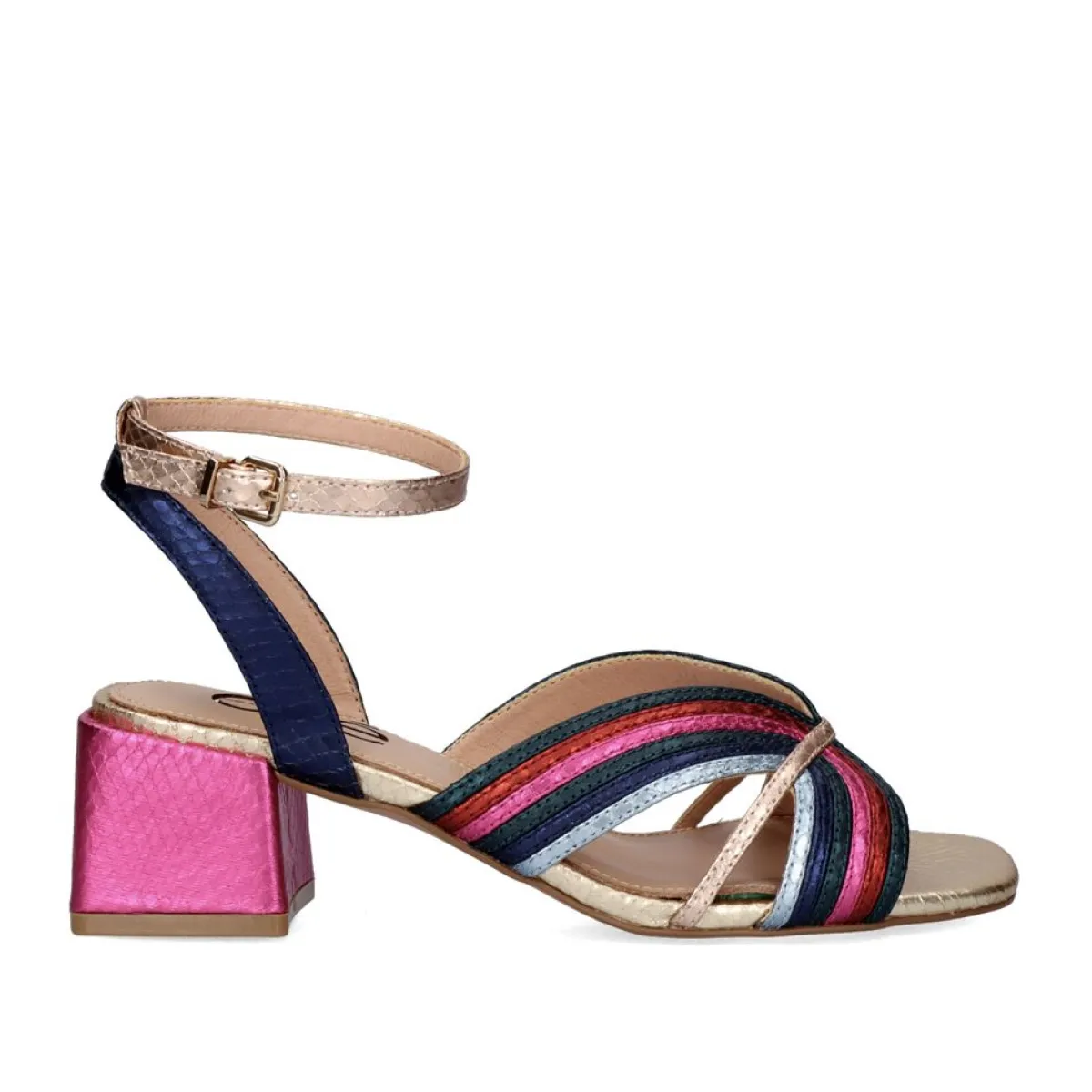 Sandálias De Salto>Exe Shoes Sandalia De Salto Baixo Sidney-621 Cobra Multicolor