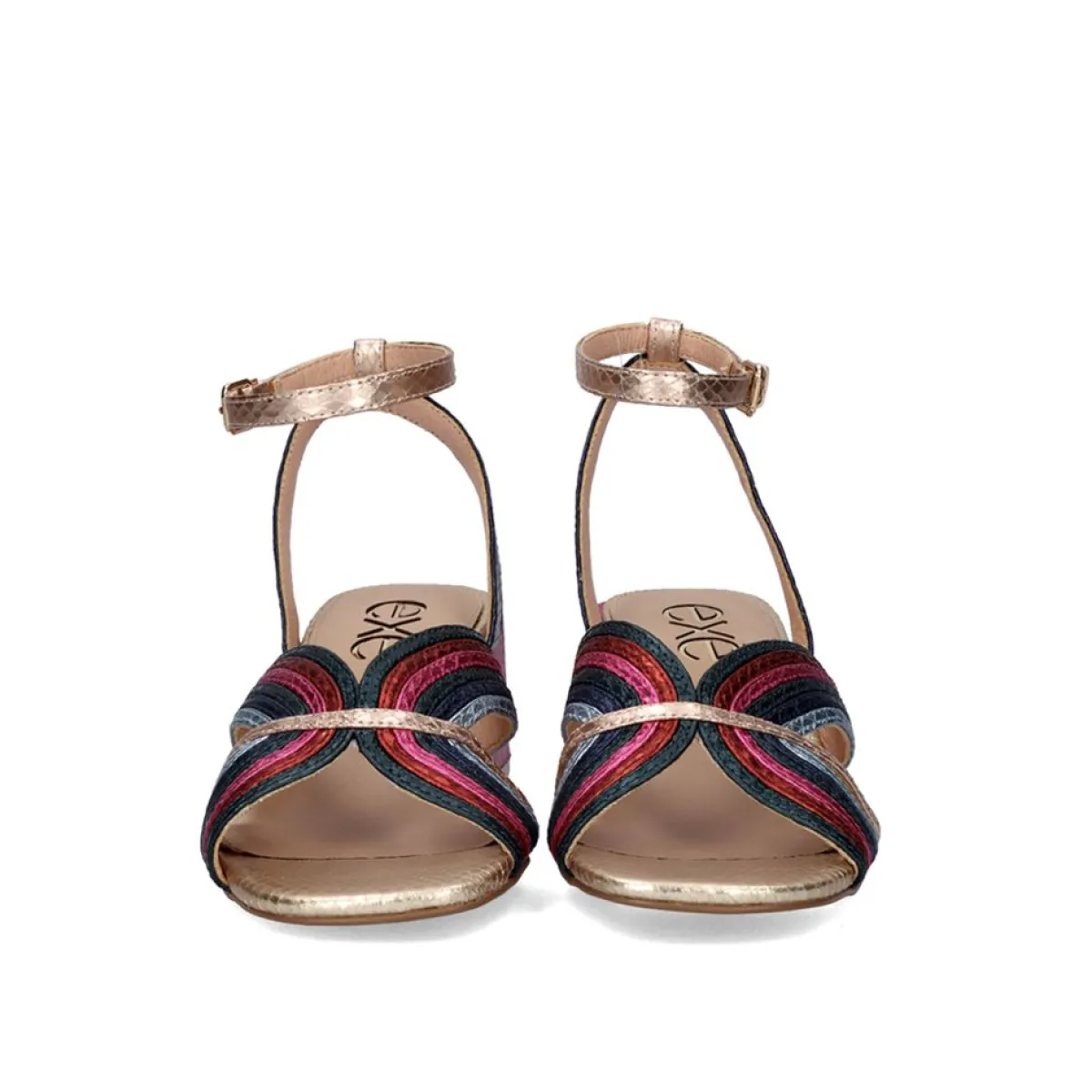 Sandálias De Salto>Exe Shoes Sandalia De Salto Baixo Sidney-621 Cobra Multicolor
