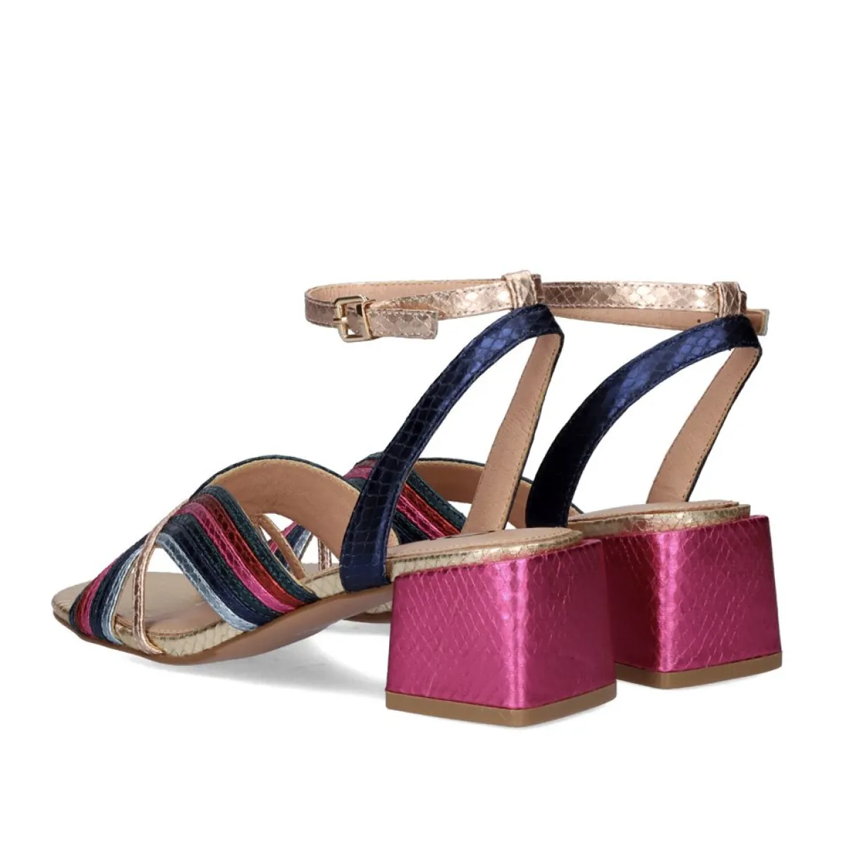 Sandálias De Salto>Exe Shoes Sandalia De Salto Baixo Sidney-621 Cobra Multicolor