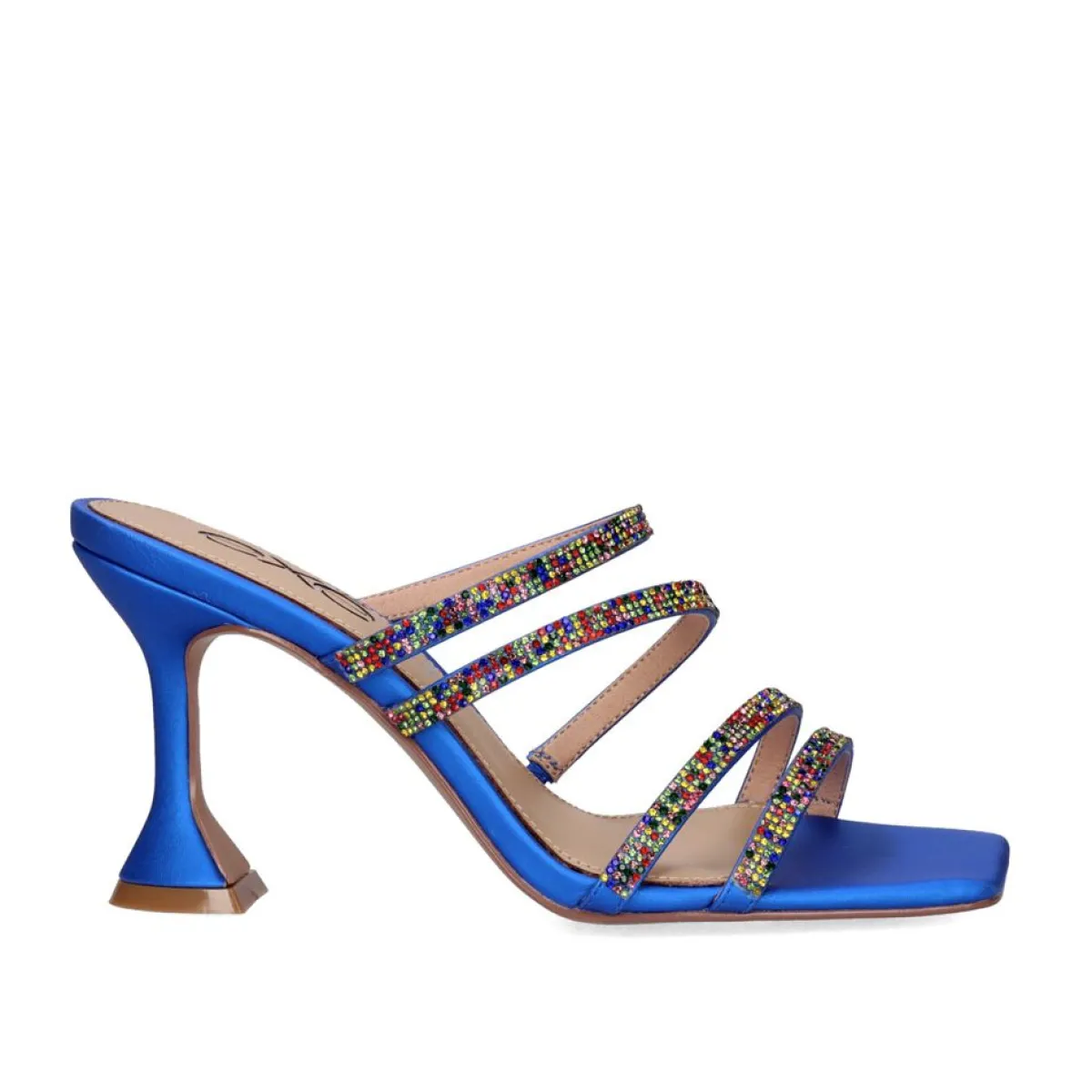 Sandálias De Salto>Exe Shoes Sandalia De Salto Bianca-759 Strass Azul Multicolor
