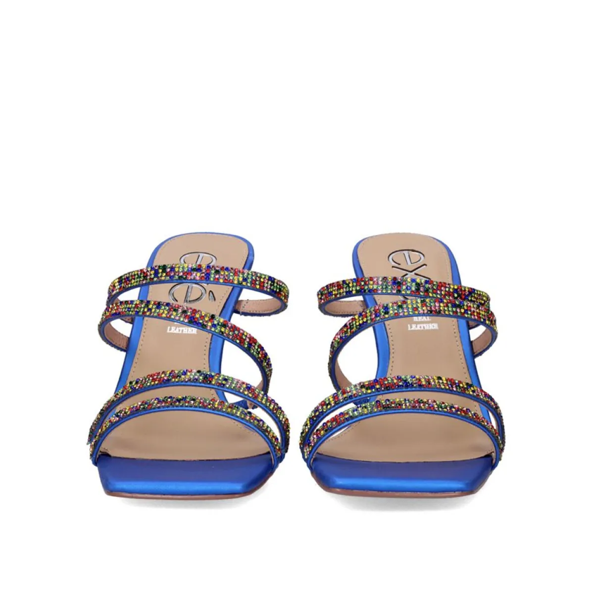 Sandálias De Salto>Exe Shoes Sandalia De Salto Bianca-759 Strass Azul Multicolor