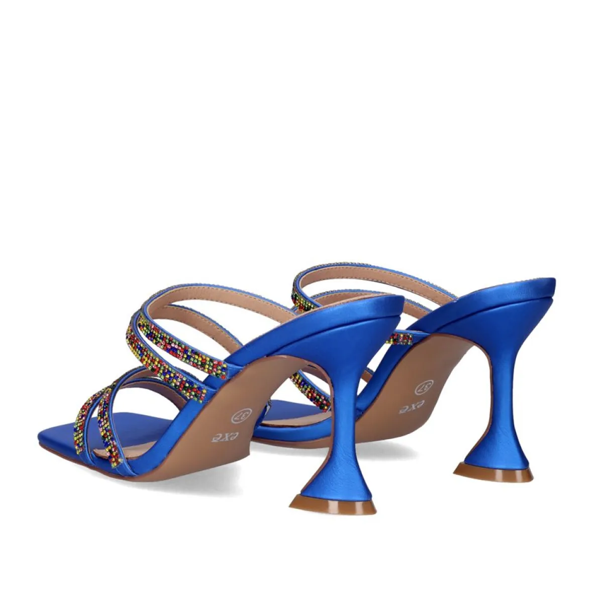 Sandálias De Salto>Exe Shoes Sandalia De Salto Bianca-759 Strass Azul Multicolor