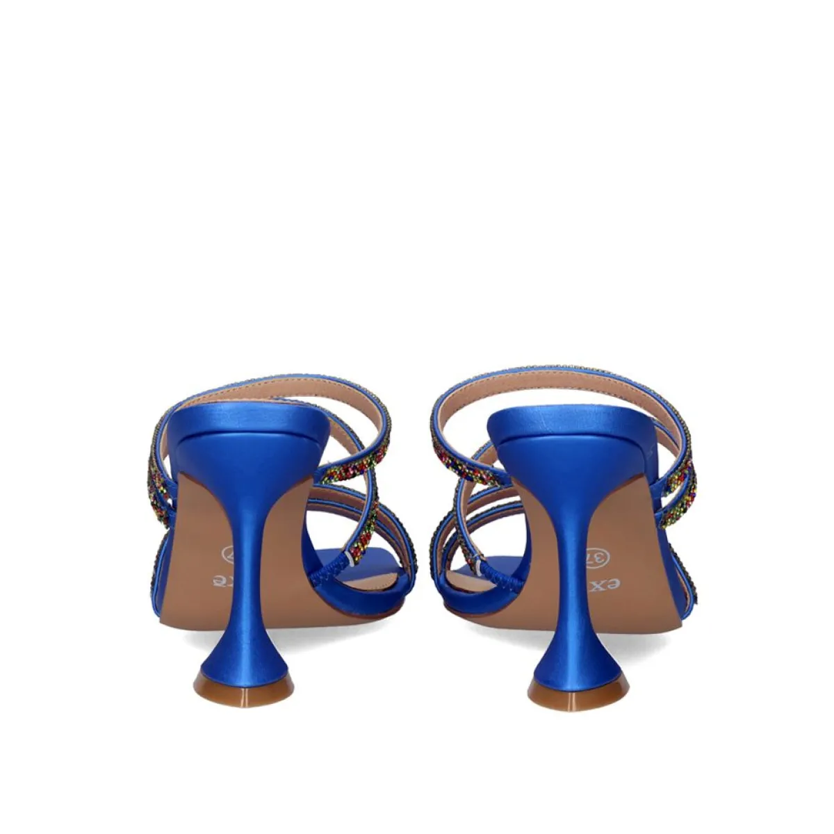 Sandálias De Salto>Exe Shoes Sandalia De Salto Bianca-759 Strass Azul Multicolor