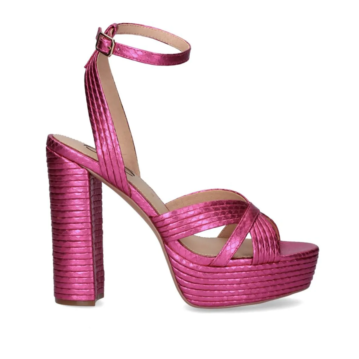 Sandálias De Salto>Exe Shoes Sandalia De Salto 23V Ophelia-832 Snake Fuxia