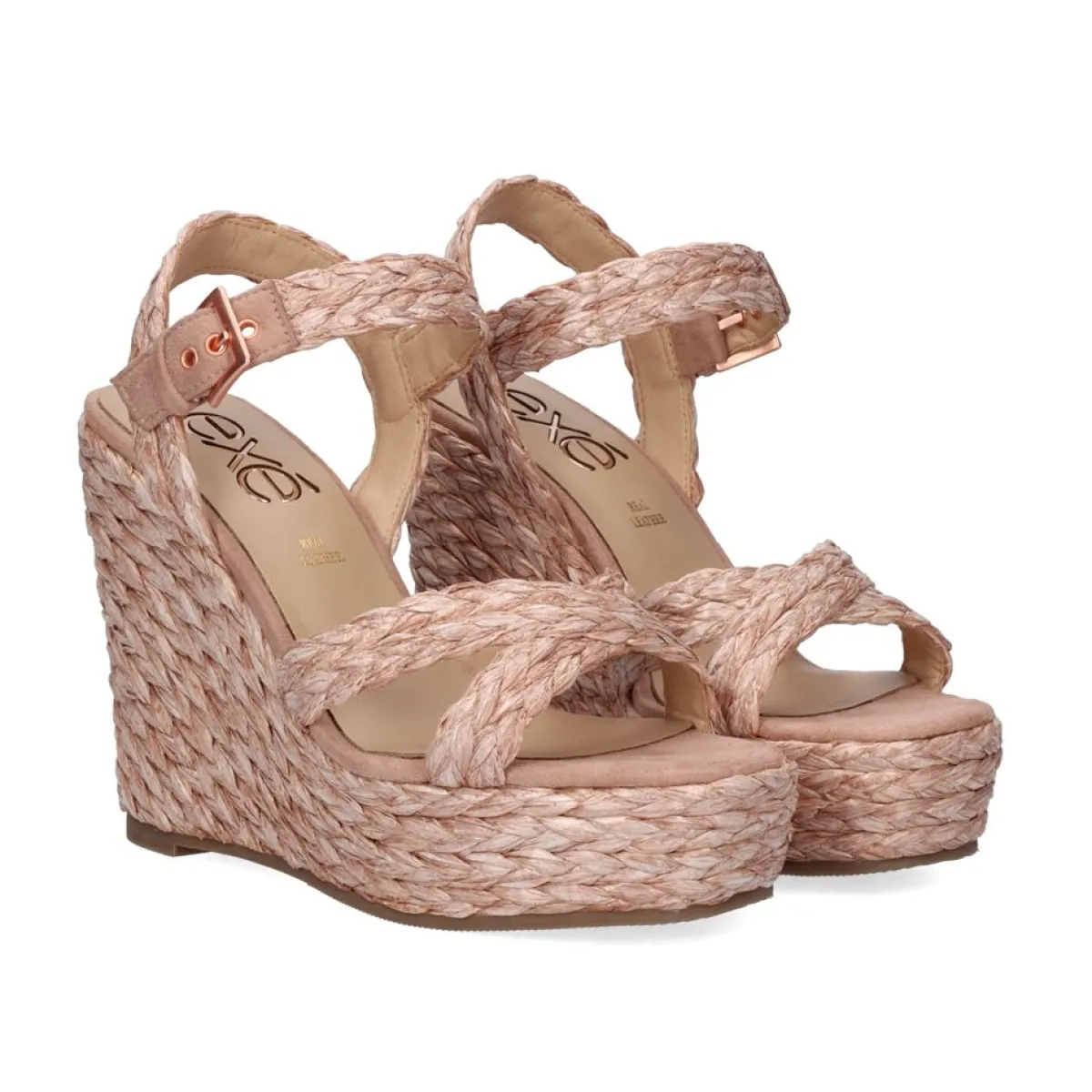 Cunhas>Exe Shoes Sandalia Rosa Esparto Cunha Naomi-455