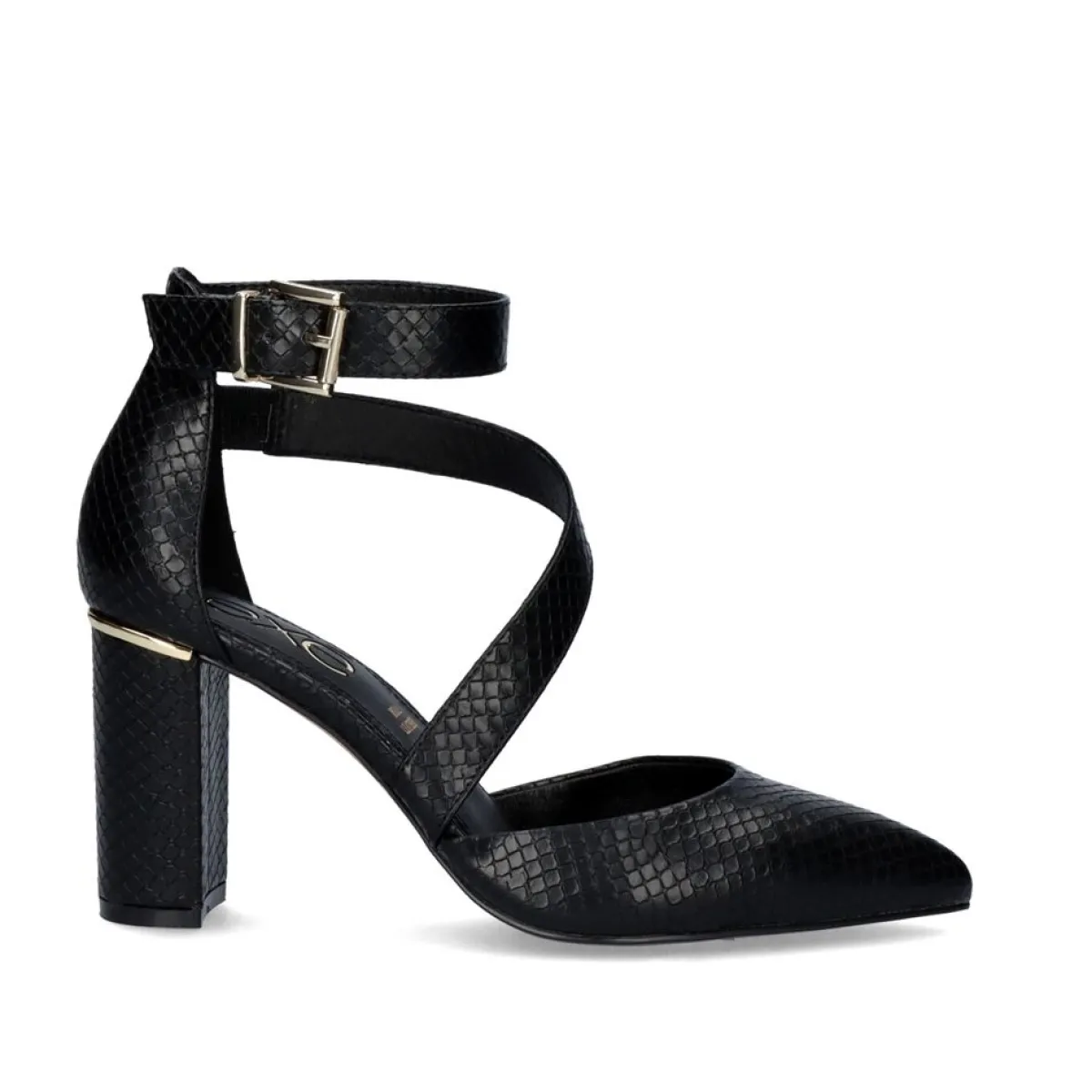 Calçados De Salao>Exe Shoes Sapato De Salto Alto Quadrado Leslie-710 Em Preto Snake