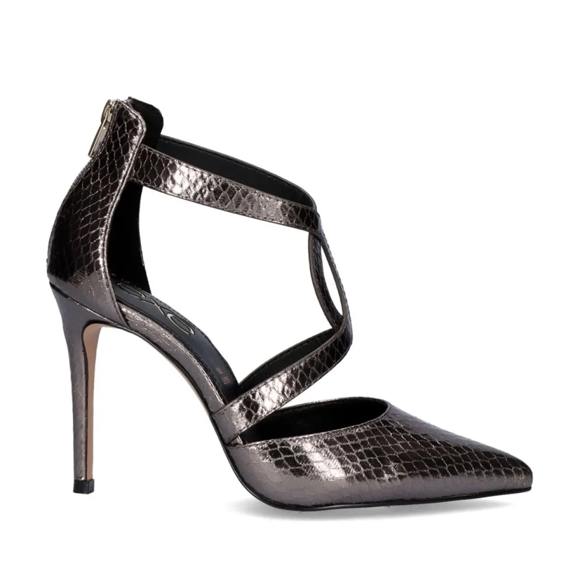 Calçados De Salao>Exe Shoes Sapato Tacao Jessica-930 Com Tiras Em Pewter Snake