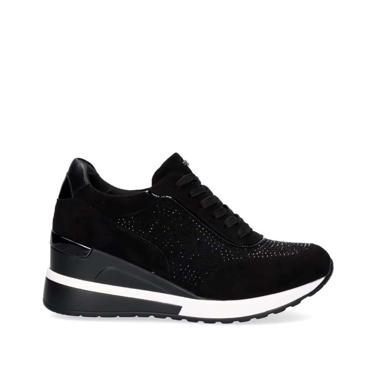 Sneakers Mujer>Exe Shoes Sneaker Plataforma Ex25 Em Preto Com Brilhantes