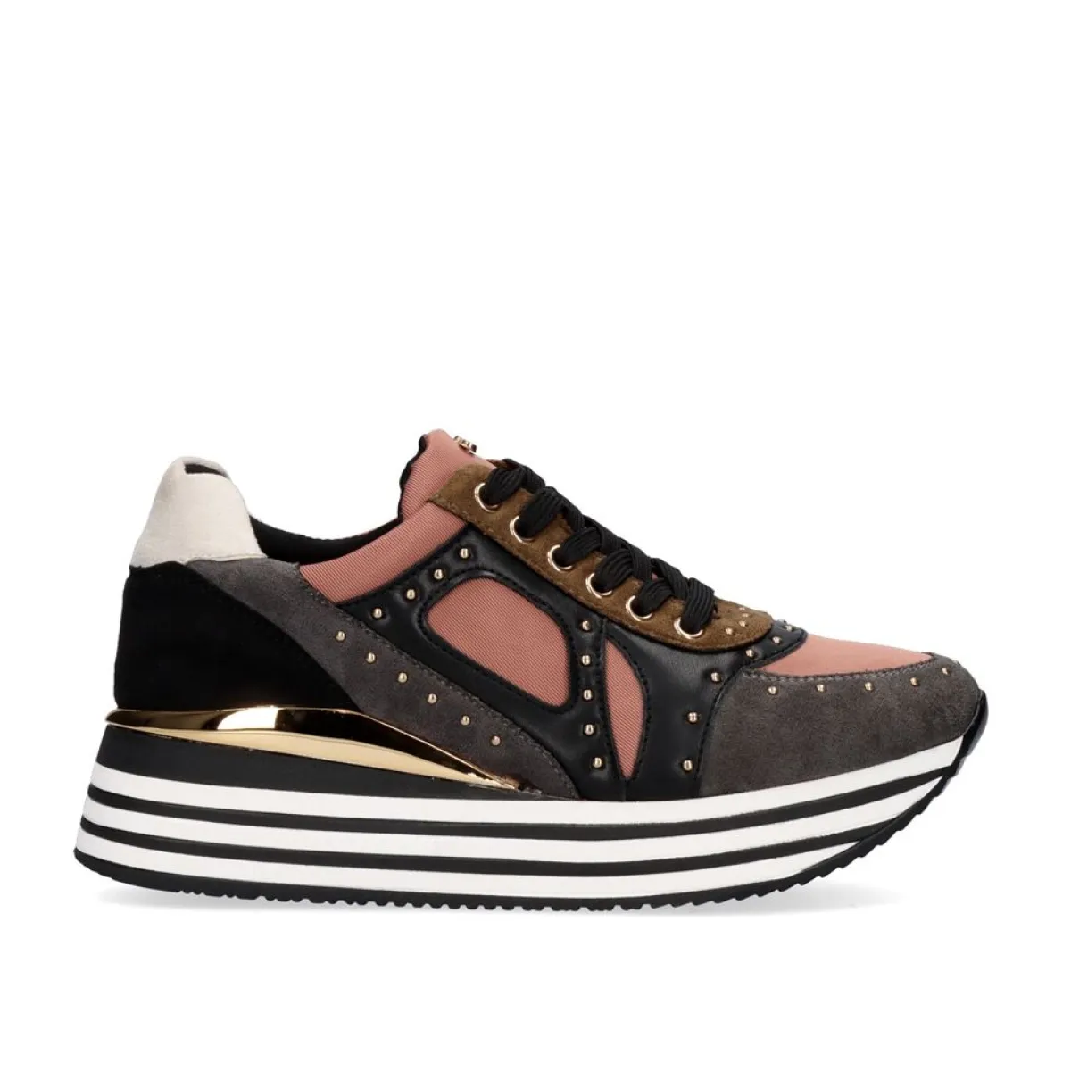 Sneakers Mujer>Exe Shoes Sneaker Plataforma Ex41 Em Rosa Com Detalhes Em Cinza