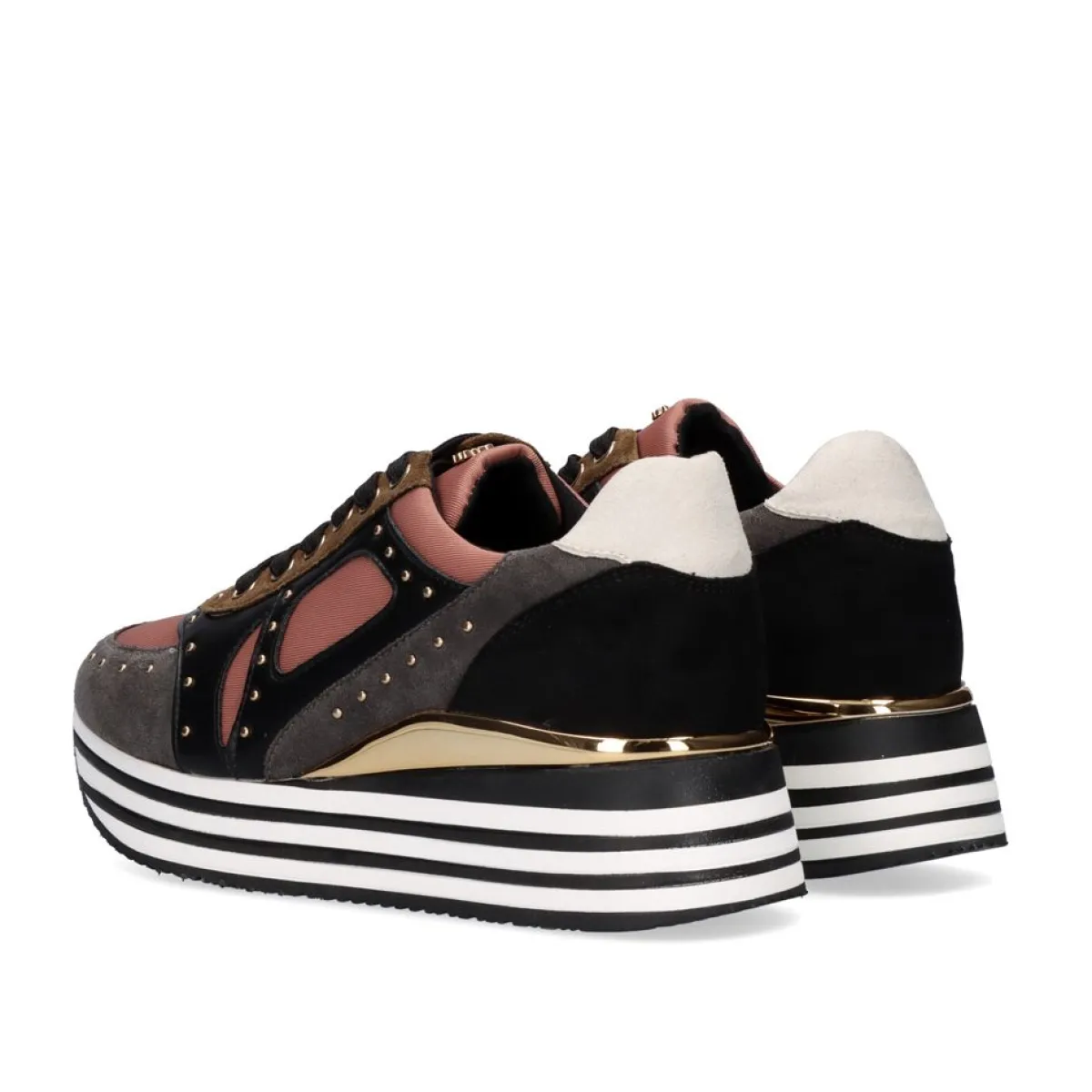 Sneakers Mujer>Exe Shoes Sneaker Plataforma Ex41 Em Rosa Com Detalhes Em Cinza
