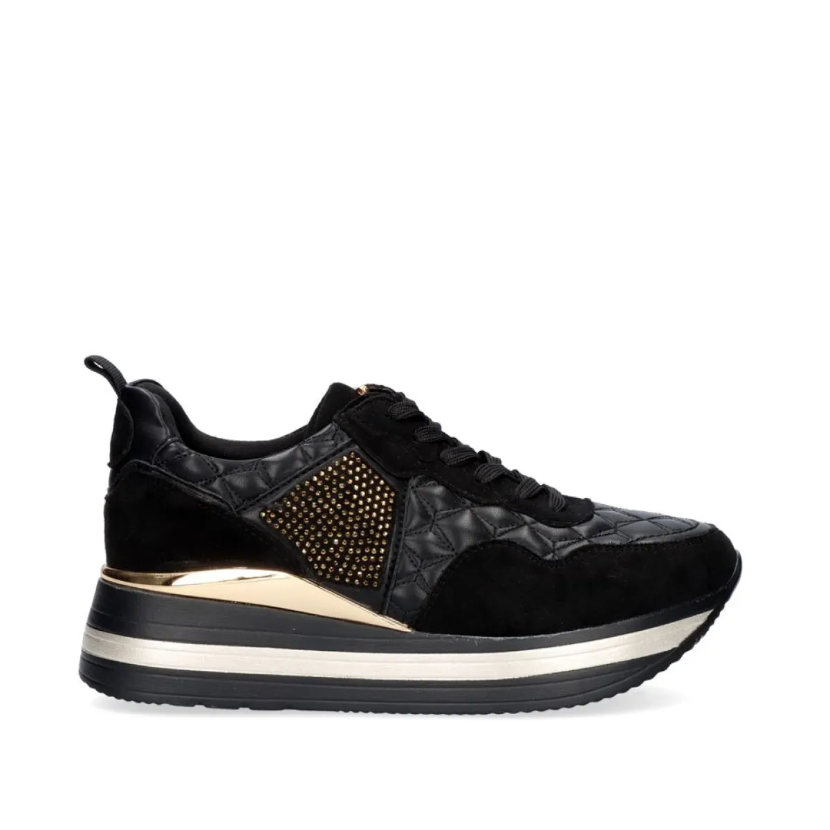 Sneakers Mujer>Exe Shoes Sneaker Plataforma Rg2210A Em Preto-Dourado